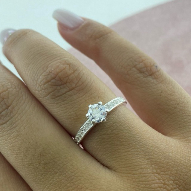 Anel Feminino Solitário 5mm Cravejado Prata 925 Legítima em Oferta na Shopee