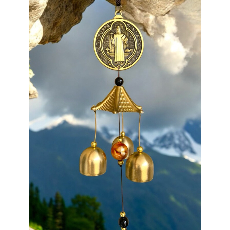 Mensageiro Sino dos Ventos São Bento e Nossa Senhora Aparecida Católico para Enfeitar em Oferta na Shopee