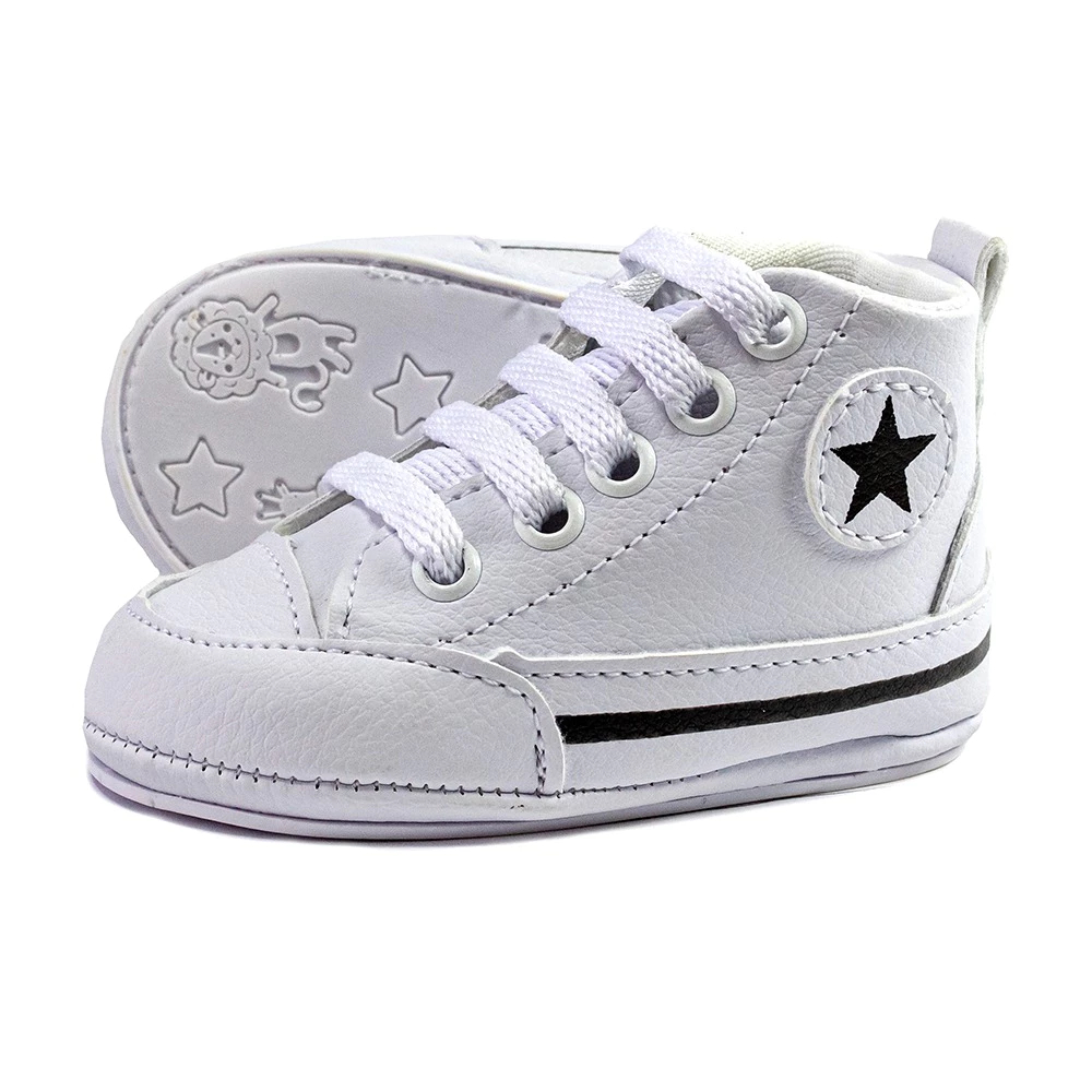 Tênis Bebê Branco Cano Médio Sapatinho Batismo Menino Menina Casual Do 14 ao 20 em Oferta na Shopee