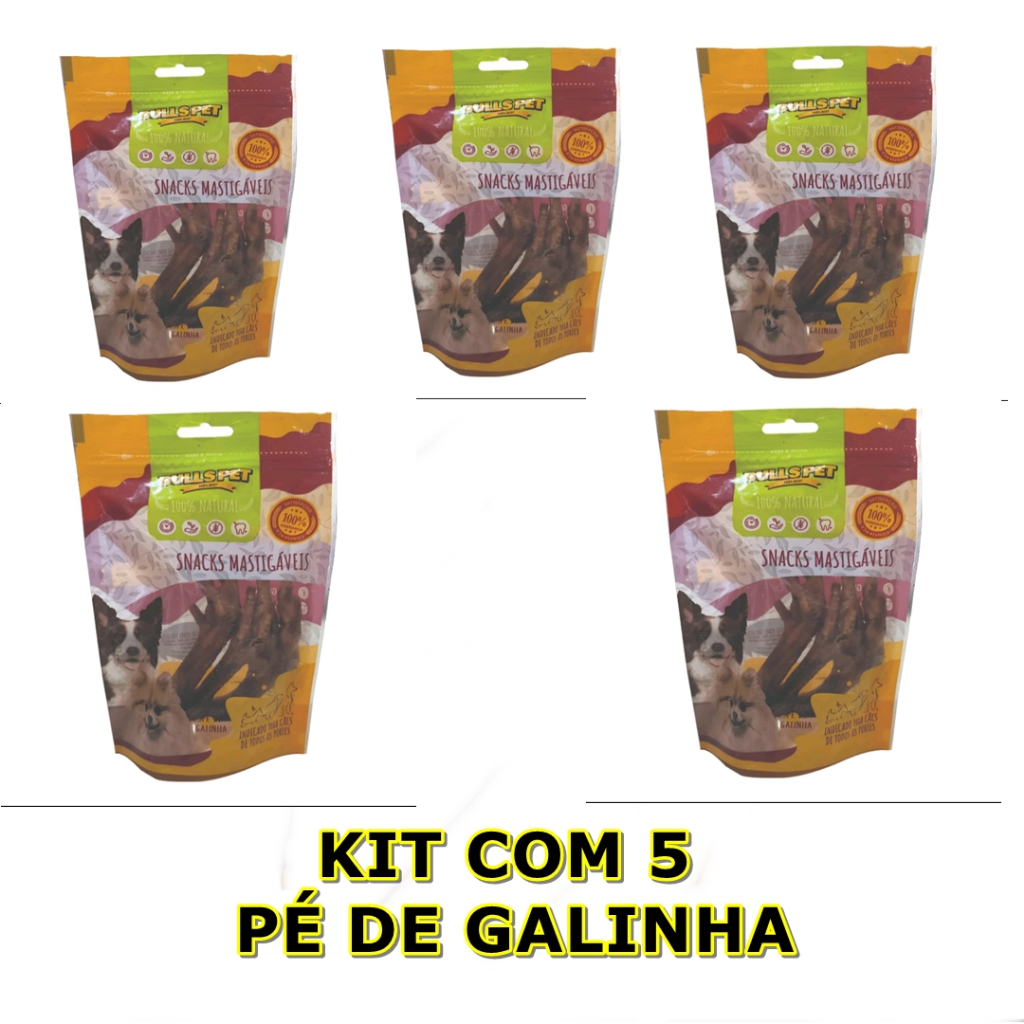 KIT PETISCO DESIDRATADO PÉ DE GALINHA SNACKS BULL'S PET PARA CÃES