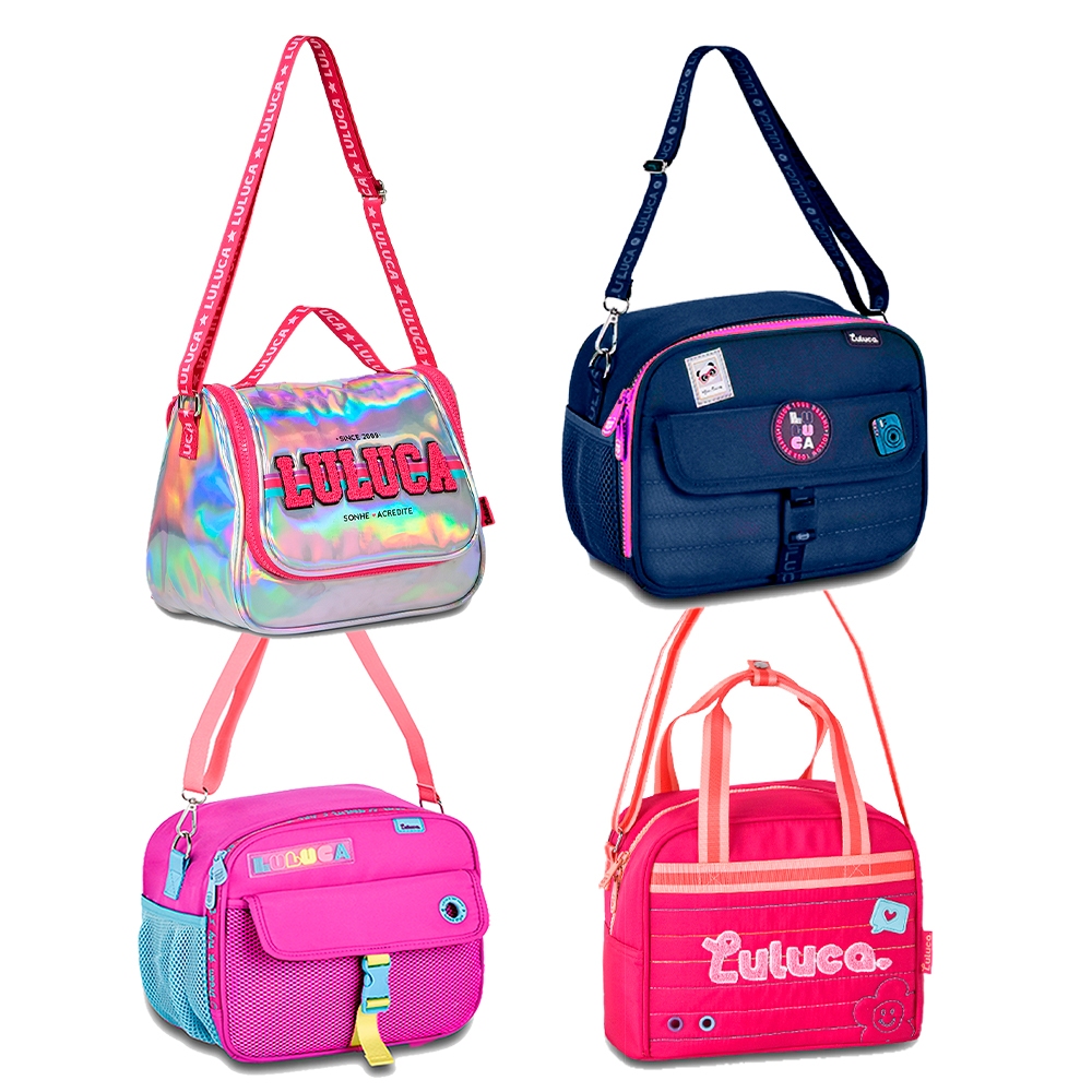 Lancheira Luluca Térmica Escolar Infantil Juvenil Youtuber Meninas Feminina Bolsa Transversal Mini Mochila