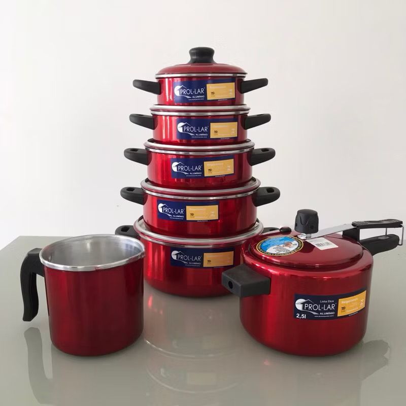Jogo de Panelas 7 PEÇAS em Alumínio com Panela de pressão 2,5 litros. em Oferta na Shopee