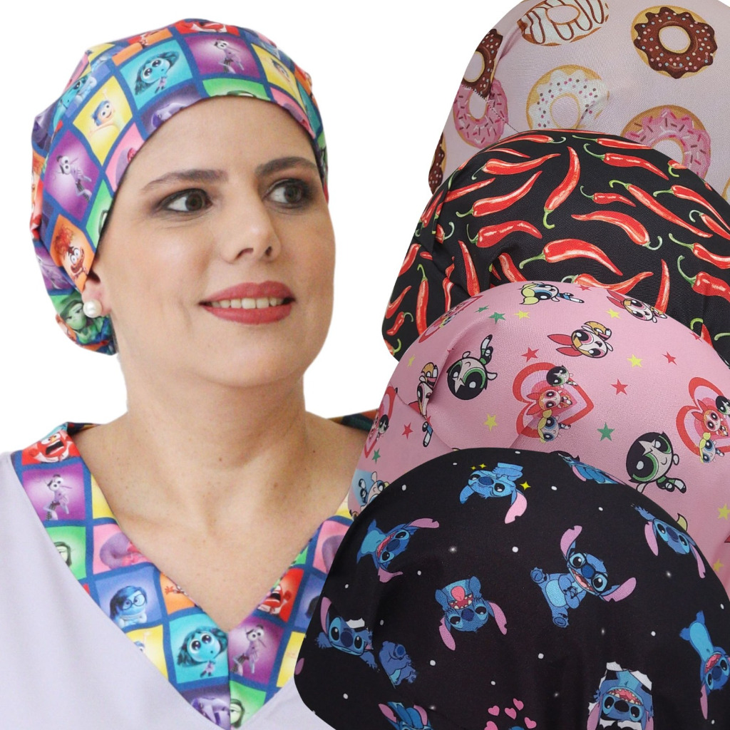 Touca Feminina Com Elástico Gorro Personagem Sticth Divertidamente Pooh Minnie Mickey Bandana em Oferta na Shopee