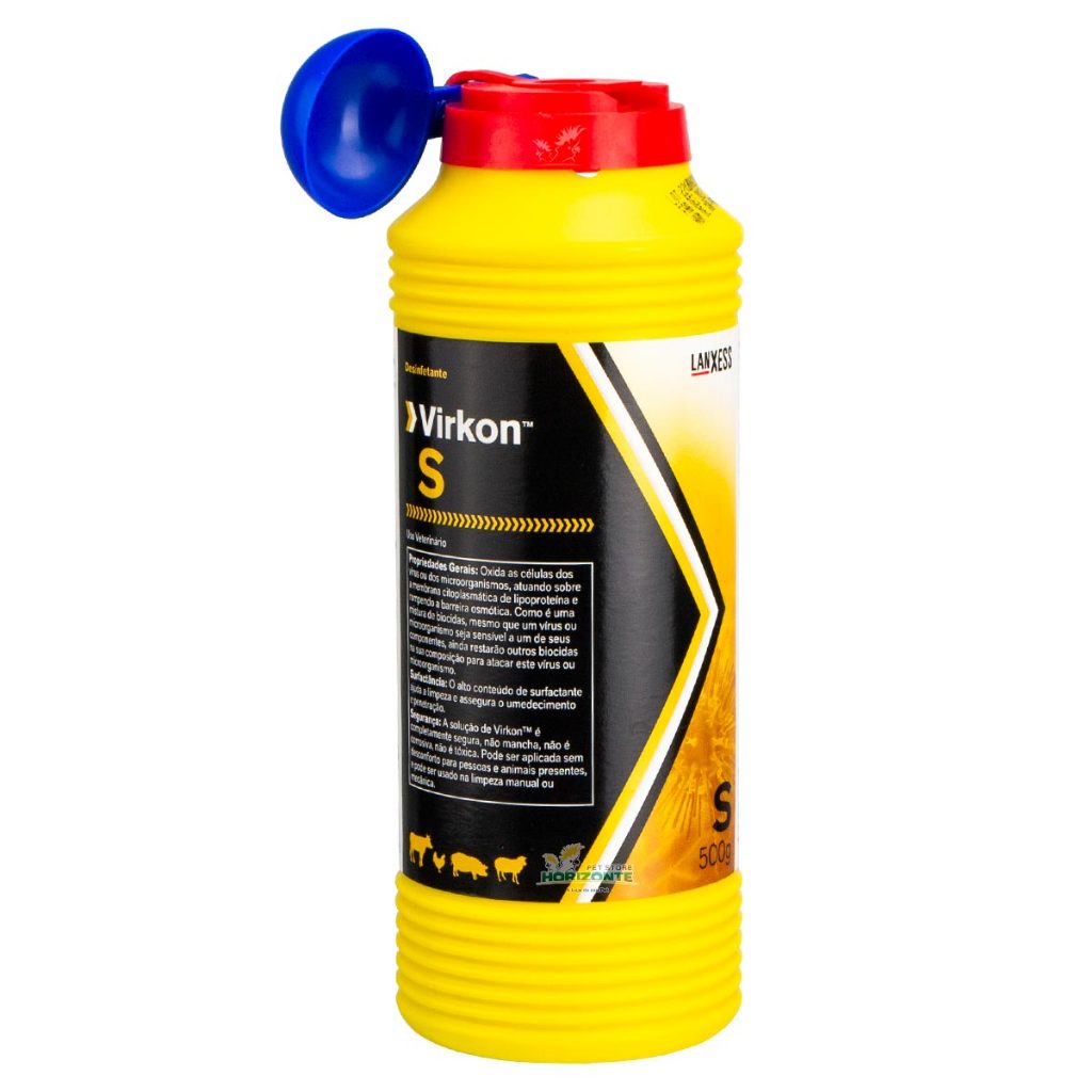 Virkon S 500g Desinfetante Veterinário Cães Gatos Aves Bactericida Fungicida Virus Bactéria e Fungos