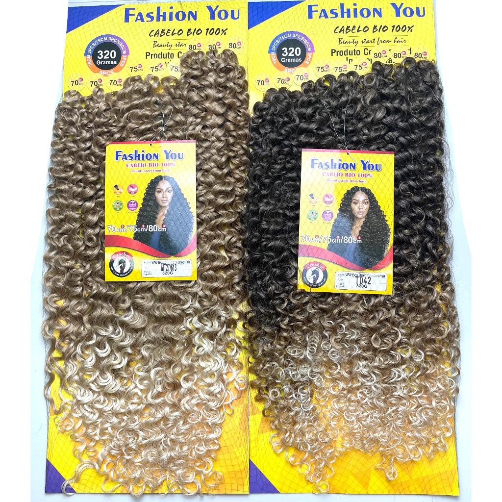 Cabelo Cacheado Crochet Organico Bio Fibra 80cm 320g Pacotão WW Box Braid Hair