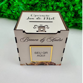 CAIXA PARA CASAMENTO OPERAÇÃO LUA DE MEL E GRAVATA COM QRCODE em Oferta na Shopee