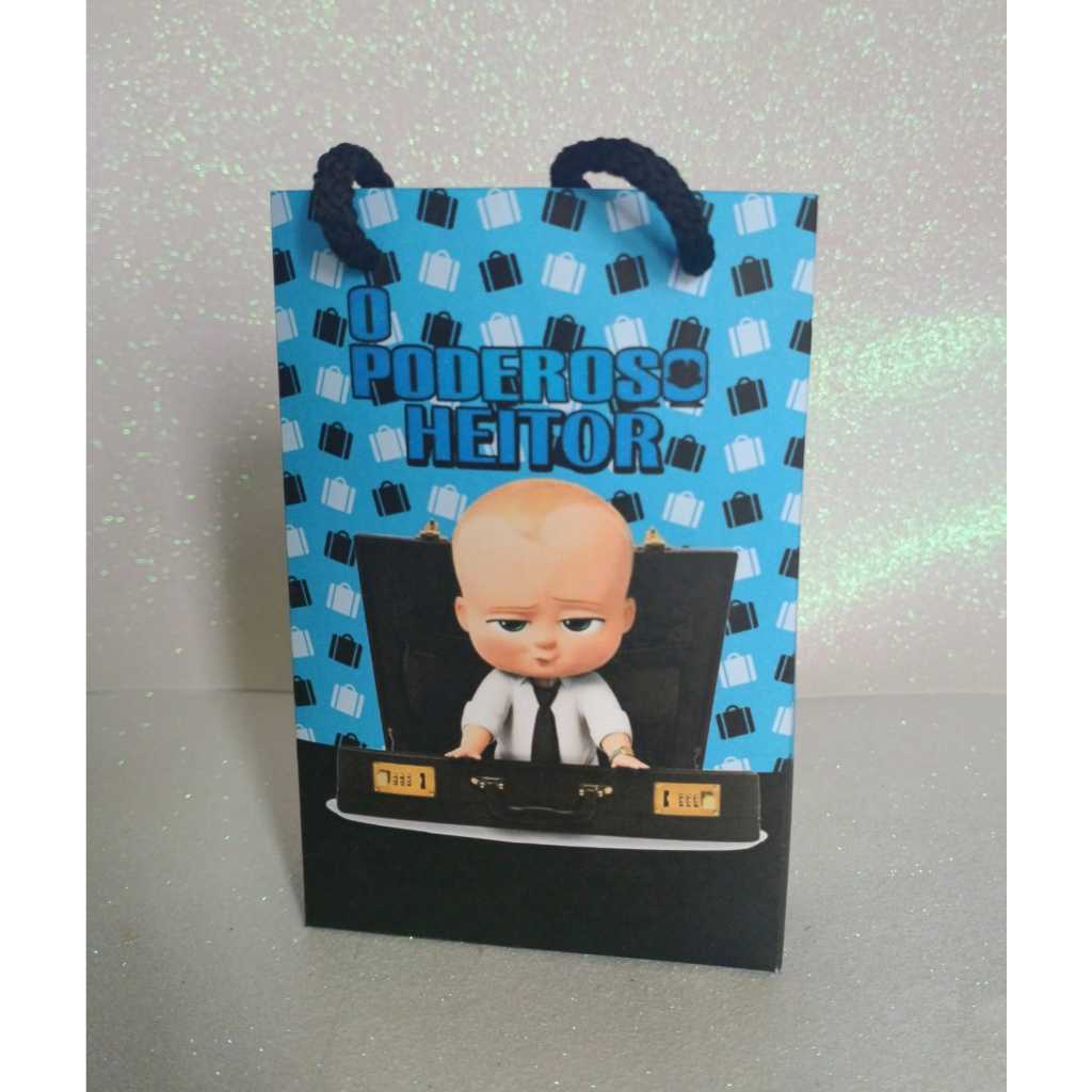 Sacolinha Personalizada com nome e idade 13x20  Poderoso Chefinho Festa Lembrancinha Personalizada