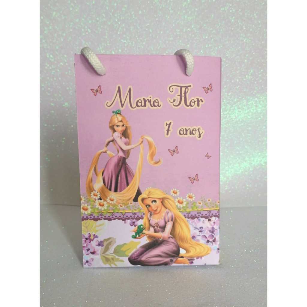 Sacolinha Personalizada com nome e idade 13x20 Enrolados /Rapunzel Festa Lembrancinha Personalizada
