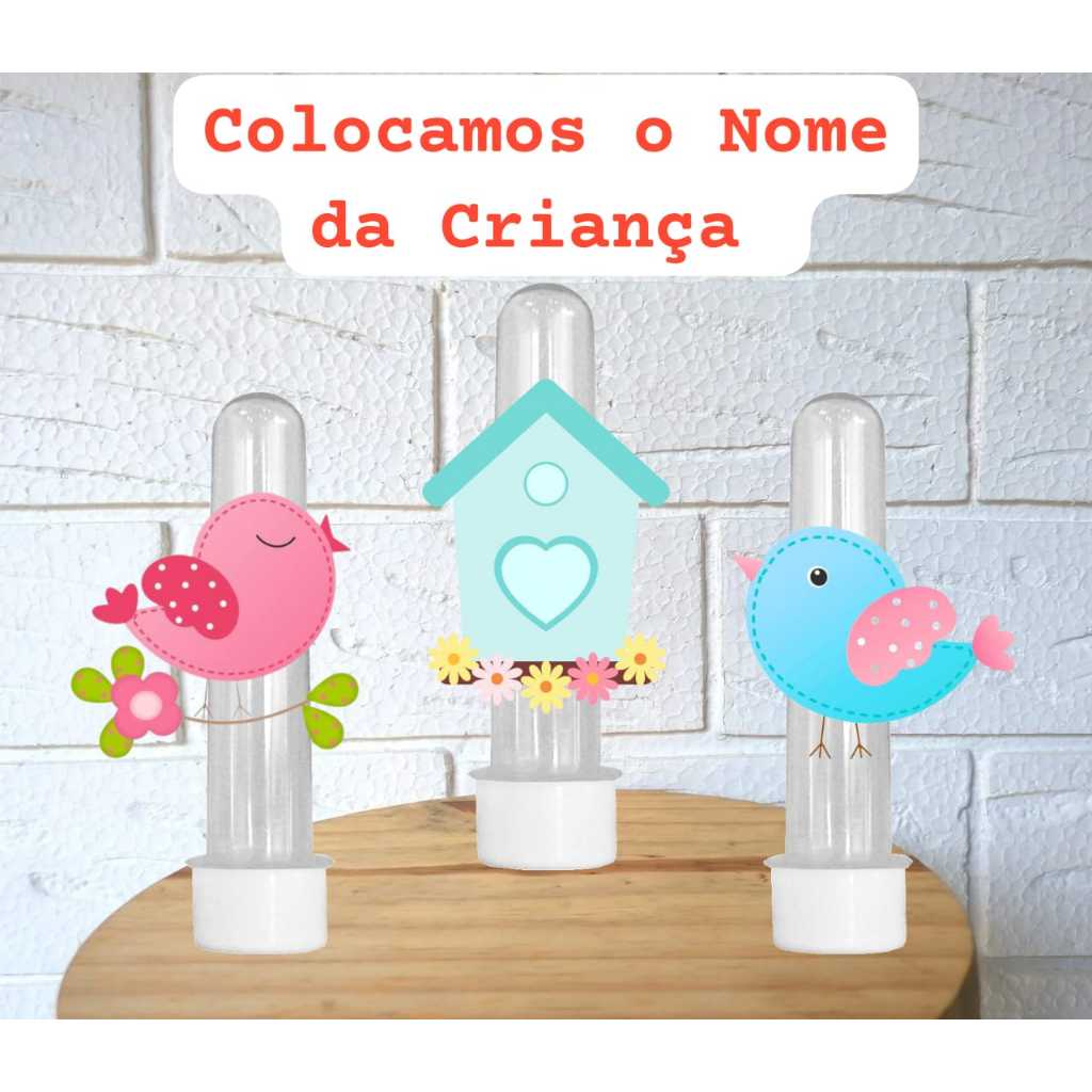 Tag Aplique 3D Para Tubete Jardim Encantado passáros Lembrancinha  de festa Aniversário Jardim Encantado passáros