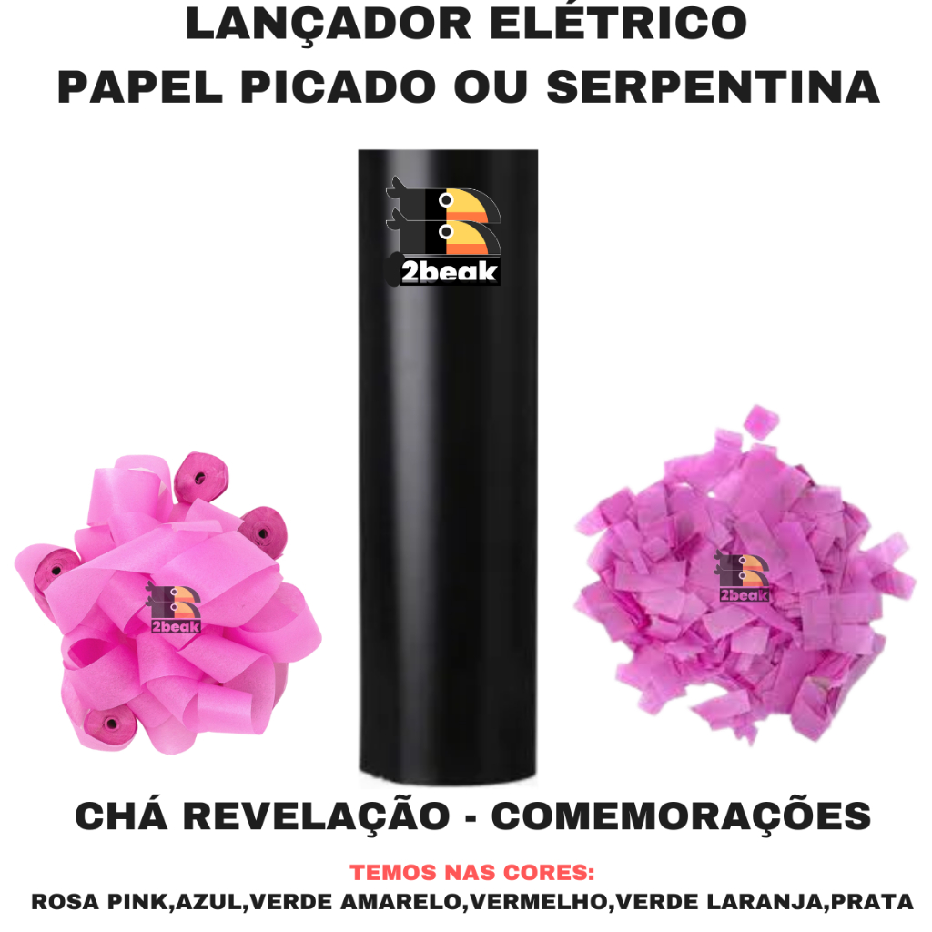 Lançador Papel Picado ou Serpentina Sem PÓ Sem tomada Para Acionamento Remoto Chá Revelação