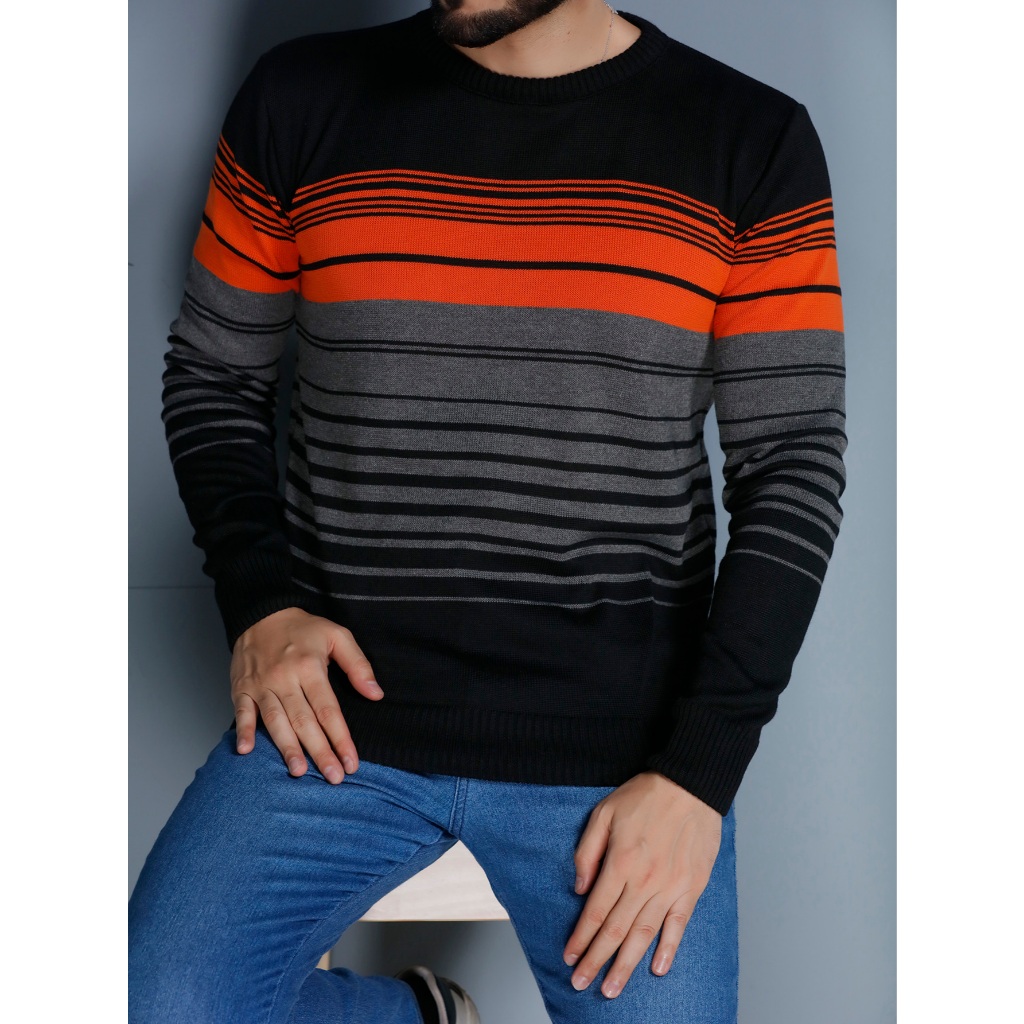 Sueter tricot masculino casaco blusa de frio gola redonda manga longa blusa em Oferta na Shopee