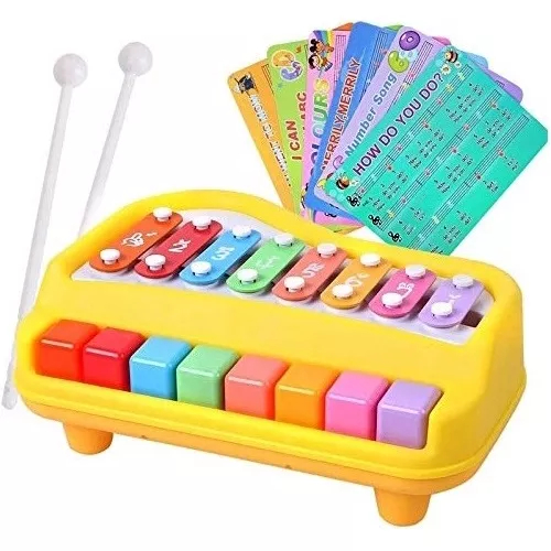 Xilofone Musical Infantil Piano De Música Com 8 Notas Baquetas Partitura Para Bebês Crianças
