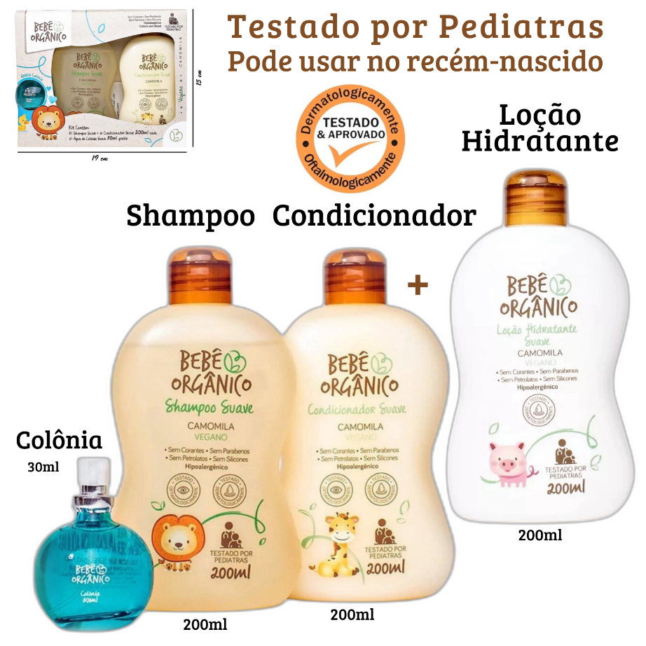 Kit Shampoo + Condicionador + Colônia Sem Álcool + Loção Hidratante - Cuidado Natural Bebê 630ml em Oferta na Shopee