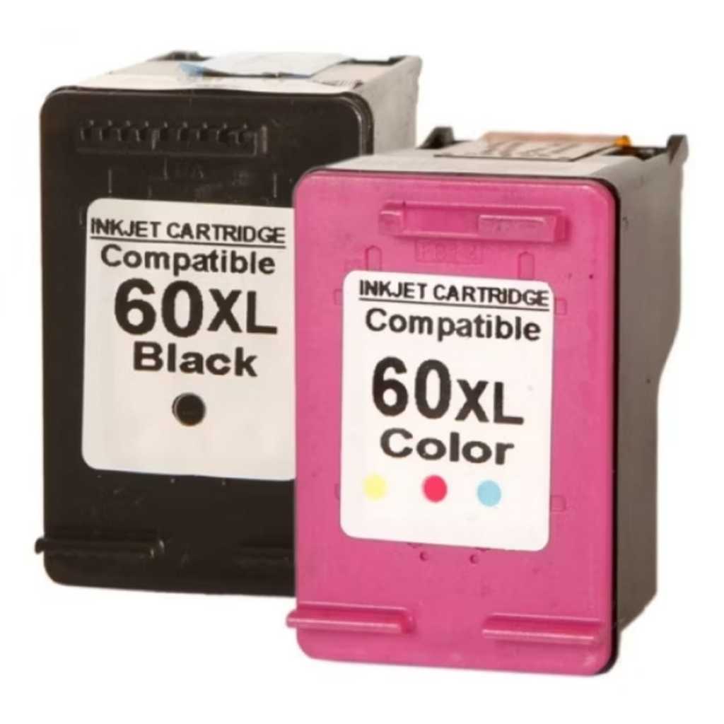 Kit Cartucho Compatível  60XL Preto + 60XL Colorido Alta Performance e Economia para Sua Impressora!