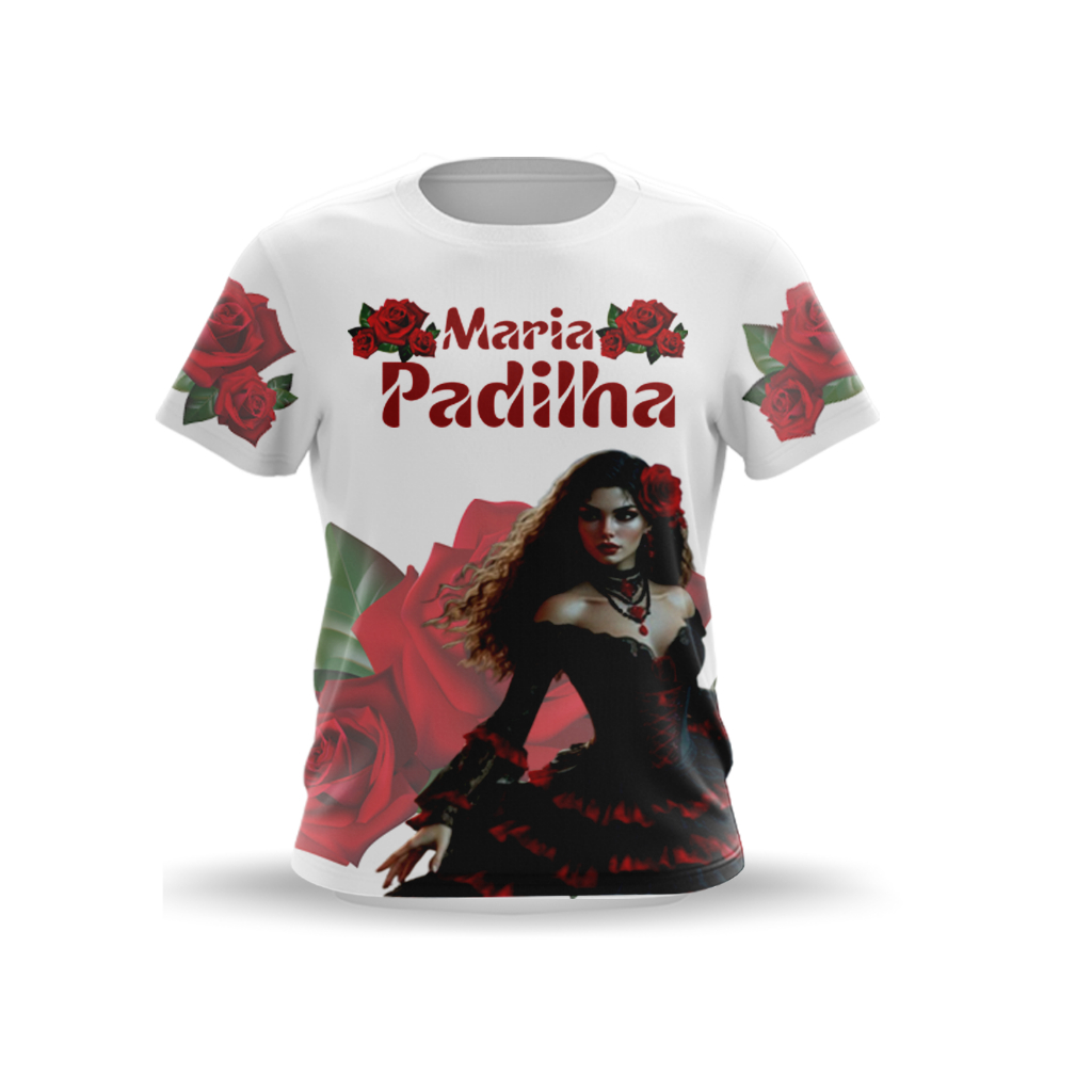 CAMISETA POMBA GIRA MARIA PADILHA - UMBANDA & CANDOMBLÉ - TECIDO DRYFIT - SUBLIMADA - COD.734