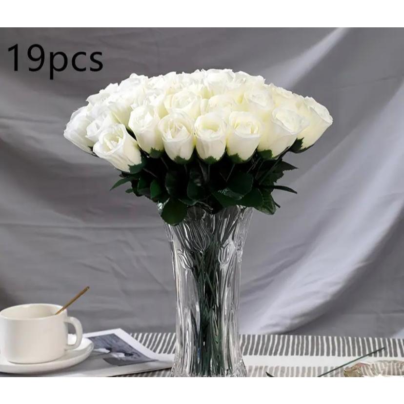 Kit 19 Rosas Brancas Artificial Botão Luxo Dia Das Mães Decoração Presente em Oferta na Shopee