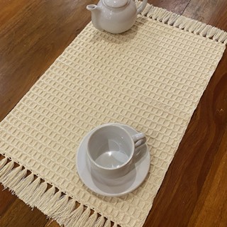 Kit Jogo Americano Lugares Cru Off White Artesanal Mesa Jantar Café Premium