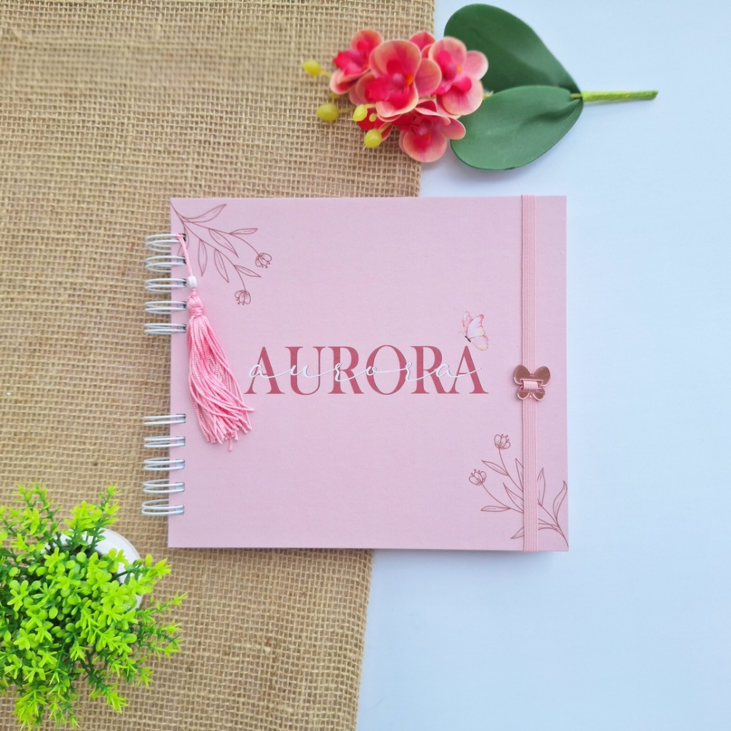 Kit Livro e caderneta do Bebê Alfabeto Rosa Luxo