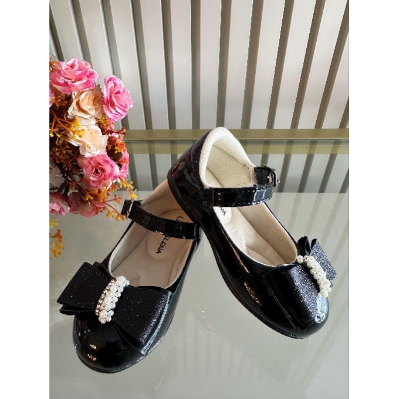 Sapatinho Preto Verniz C/ Aplique de Lacinho Strass Glitter