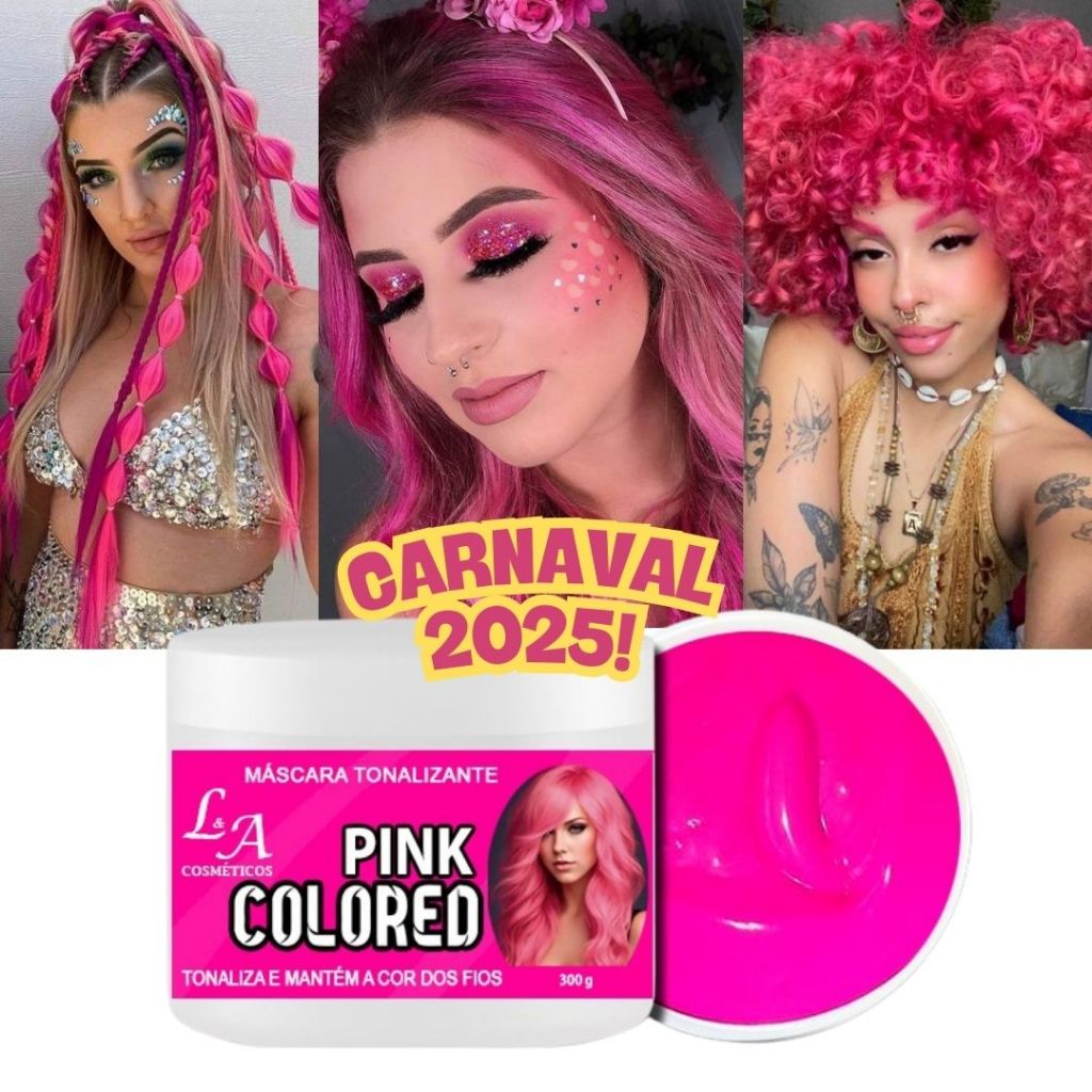 Tonalizante Tinta Rosa Pink - Mechas Rosas fácil para Carnaval Folia Festas - S/ Amônia  300g em Oferta na Shopee