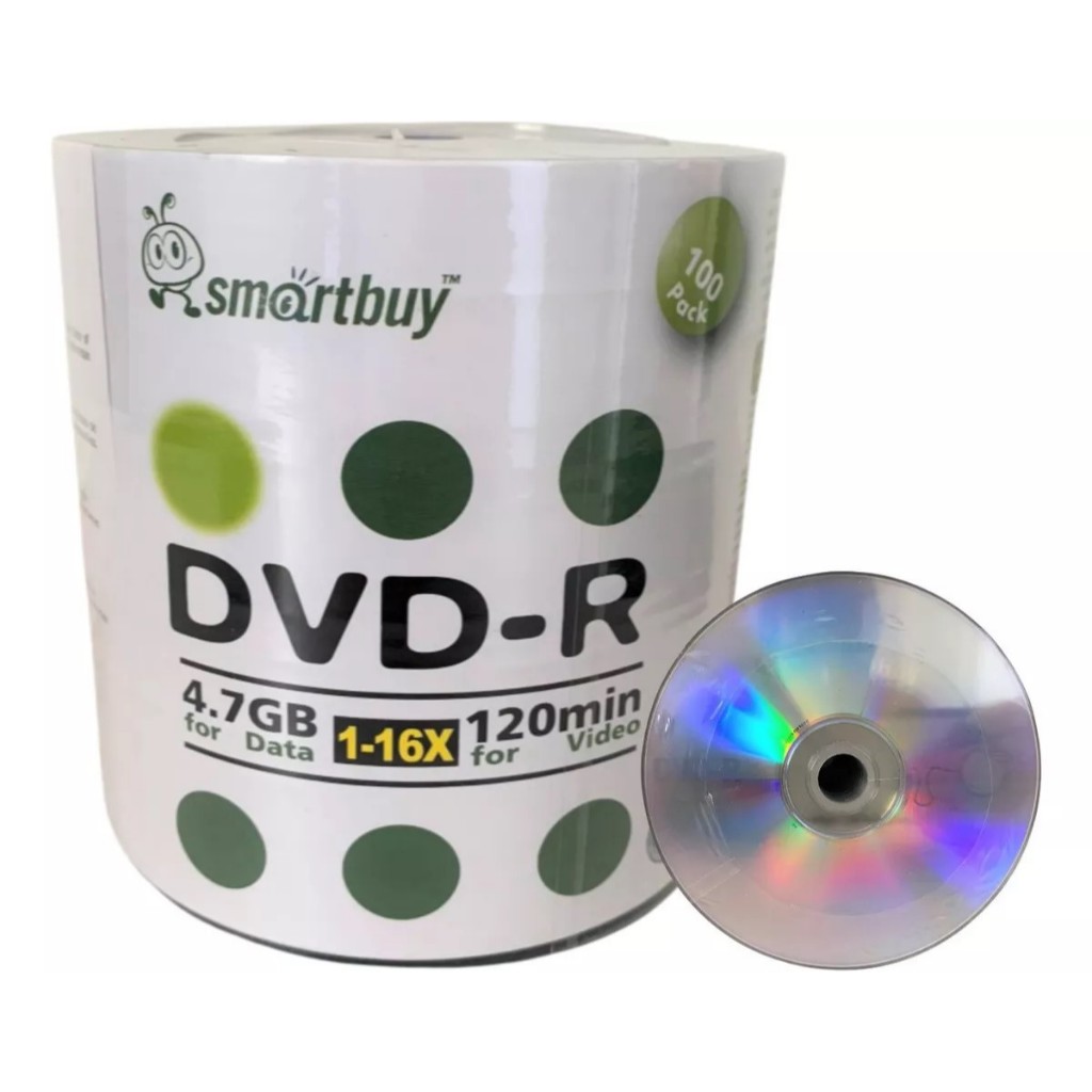 100 Mídia Virgem Dvd Smartbuy Logo 4.7gb 120min Grava Jogo