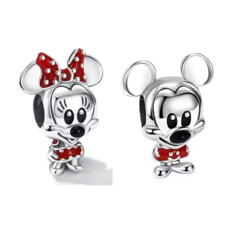 Berloques Minnie e Mickey em Prata925legitima Pingente Disney Separador