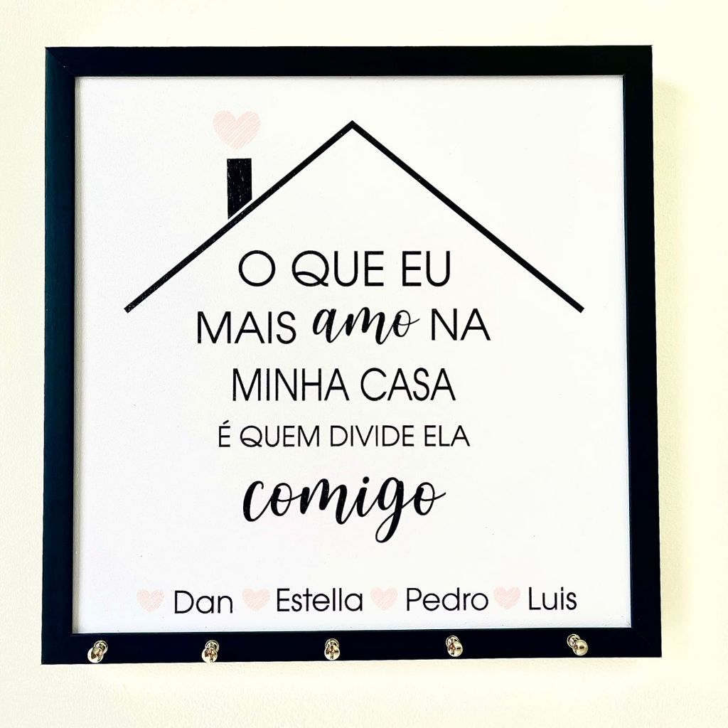 Quadro decorativo cobre caixa de luz com moldura PORTA CHAVES 43x43 PERSONALIZE COM O NOME DA SUA FAMILIA sala/quarto