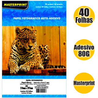 Papel Glossy Adesivo 80g A4 Fotográfico Branco Brilhante Masterprint com 40 folhas A prova D'água em Oferta na Shopee