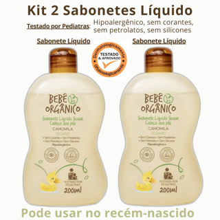 Kit 2 Sabonetes Líquidos CAMOMILA VEGANO da Bebê Orgânico Recém-Nascido Limpa Acalma 200 ml Cada em Oferta na Shopee