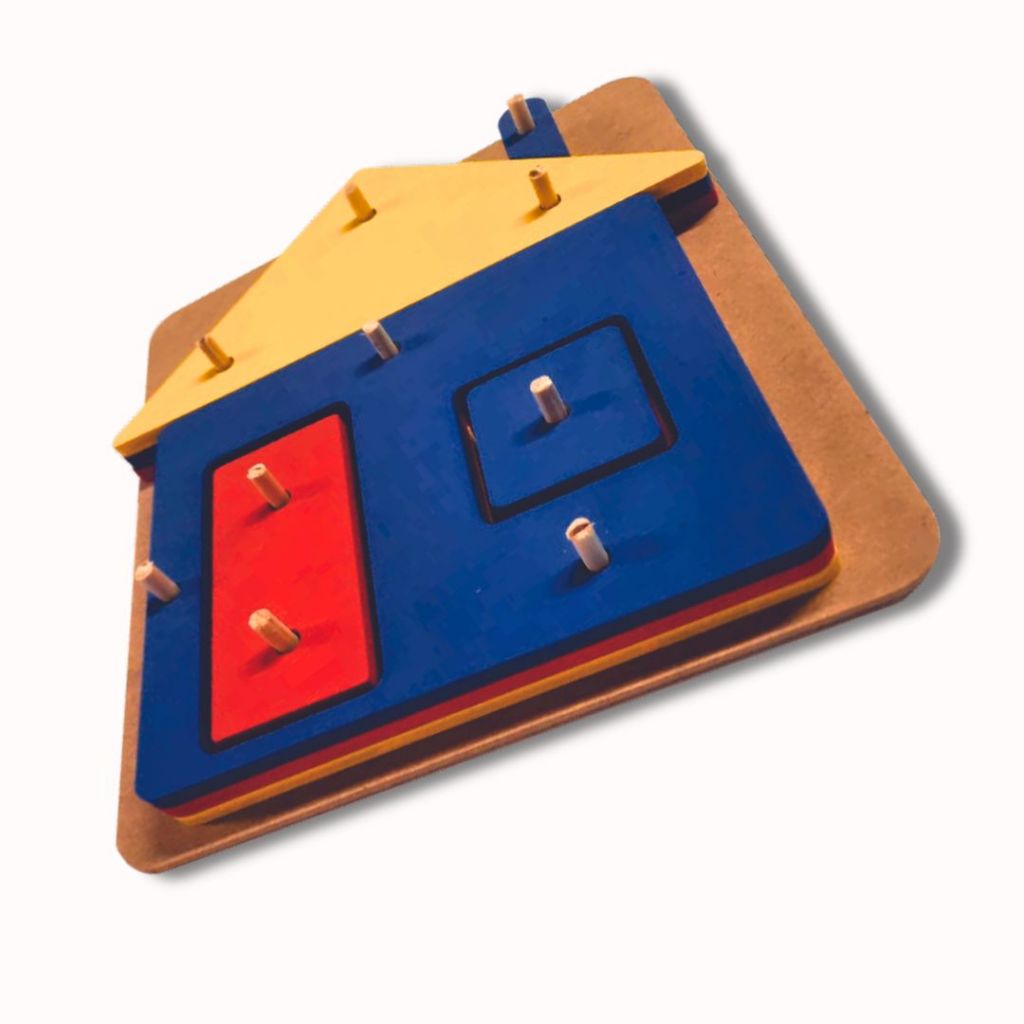 Montessori brinquedo educativo encaix forma geométrica forma casinha colorida