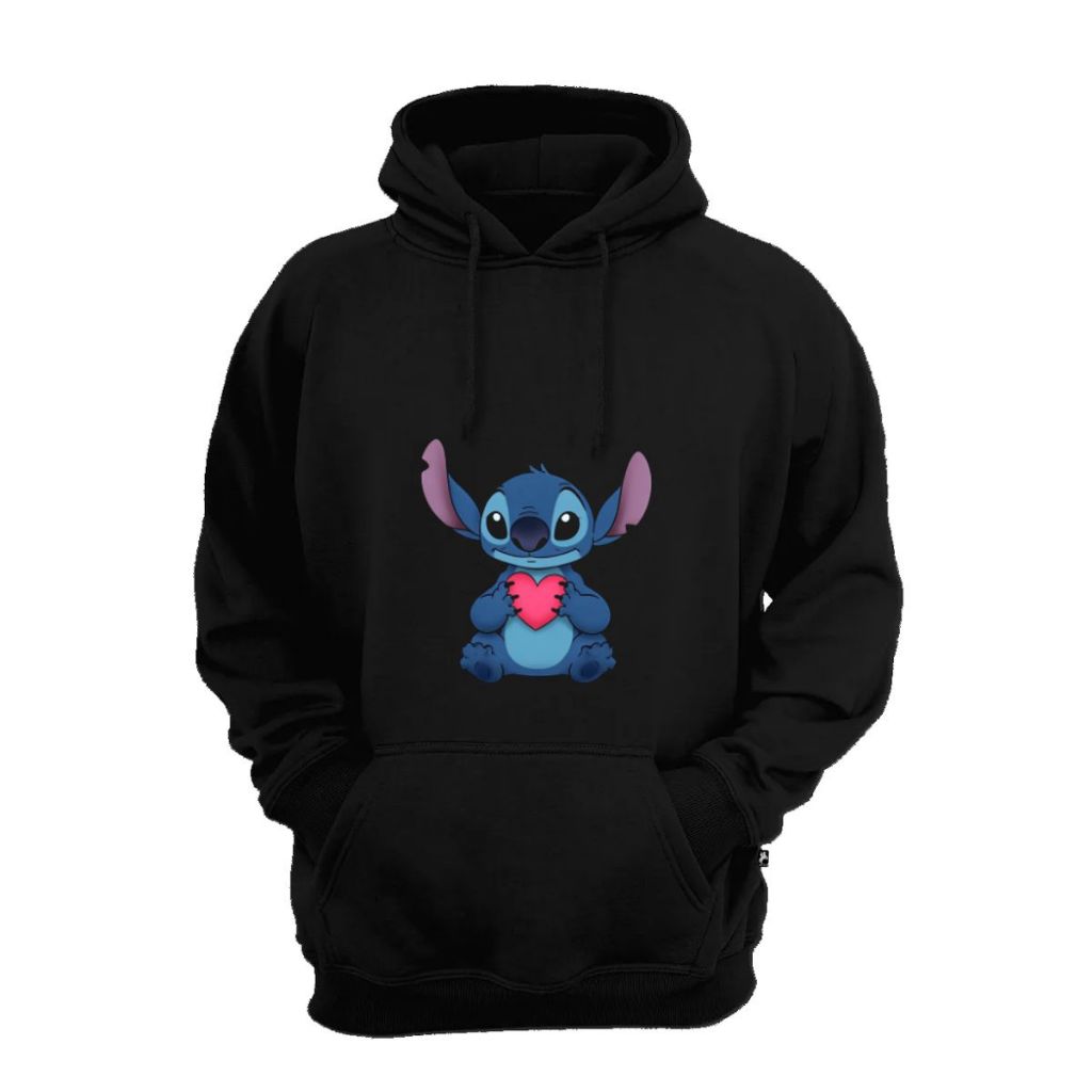 Moletom Canguru Blusa Personagem Lilo Stich Coração 100% Algodão Frio Promoção