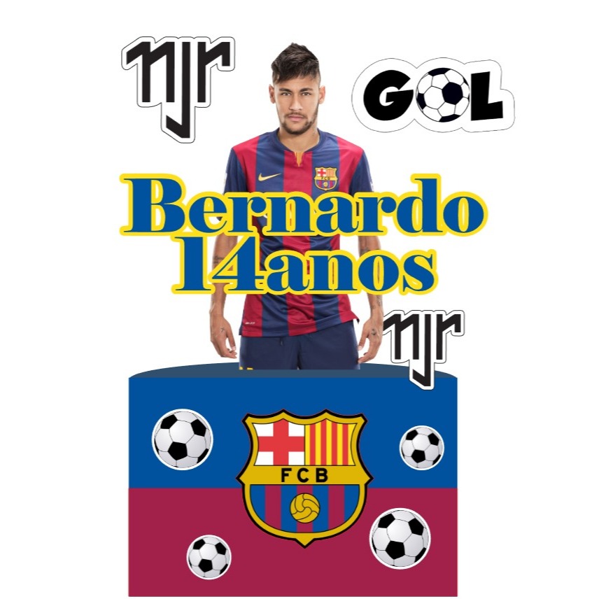 Topo de bolo NEYMAR BARCELONA Personalizado - Todos temas disponíveis