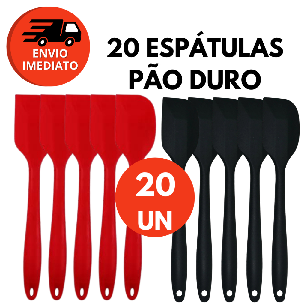 Espátula Pão Duro Silicone Utensílio Cozinha Raspadora Massas Bolos Confeitaria Kit C/10 Ou 20 Un