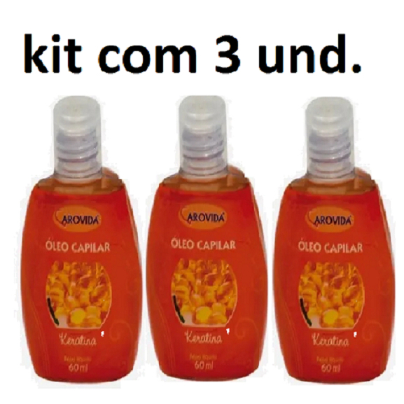kit 3 Óleo Capilar Arovida Keratina 60mL