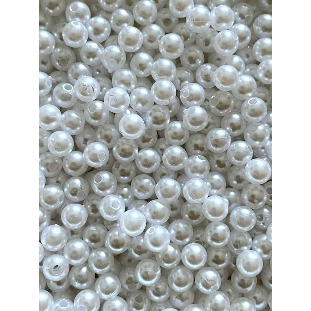 Perola 6mm ABS Branca Inteira Com Furo Passante  200 Unidades em Oferta na Shopee