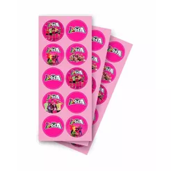 Adesivos Turma Emilly Vick Dos Rosa tamanho 4x4cm 30 unidades