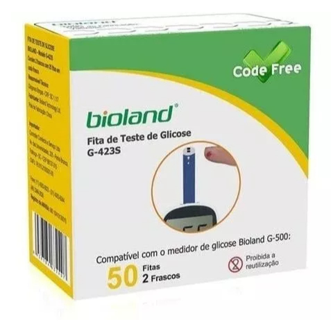 50 Tiras/Fitas De Glicose Diabetes Bioland G-500 / G425-3  c/50 unidades em Oferta na Shopee