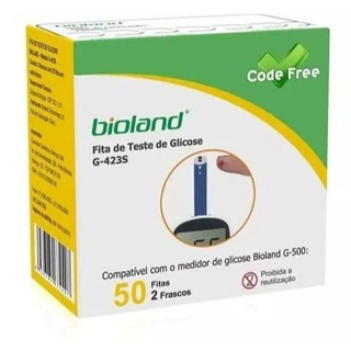 50 Tiras/Fitas De Glicose Diabetes Bioland G-500 / G425-3  c/50 unidades em Oferta na Shopee