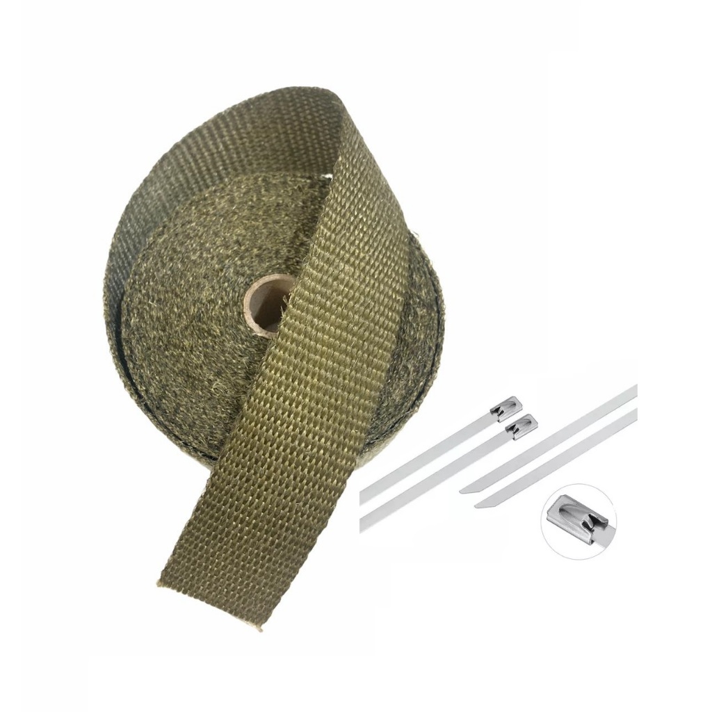 Fita Manta Termica Termotape Titanium 10 Metros + 2 Abraçadeiras Para Escapamento Carro Moto