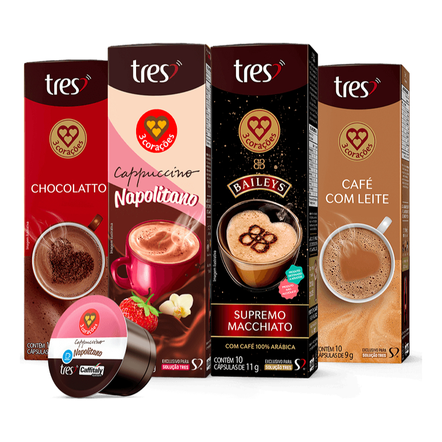 Kit Cápsulas Três Corações Bebidas Cremosas Supremo Macchiato Baileys Café