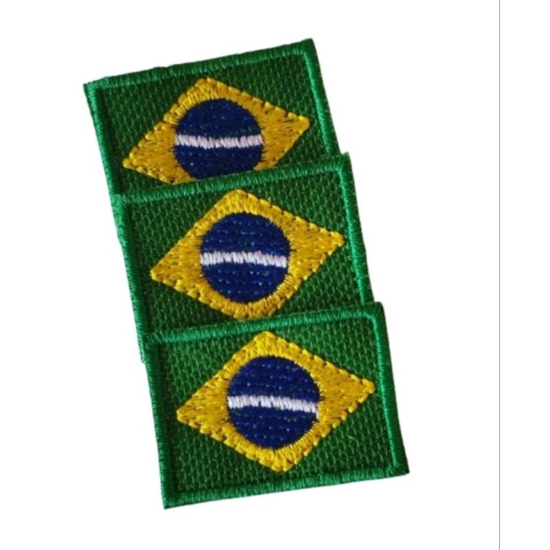 kit de Bandeirinhas do Brasil (3.5cm x 2.5cm)  (Patch bordado com termocolante). em Oferta na Shopee
