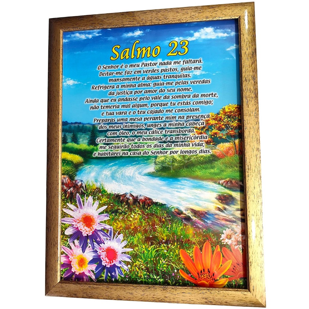 Detalhes do Quadro com moldura 56cm x 76cm Salmo 91 ou Salmo 23 e outros Bíblicos
