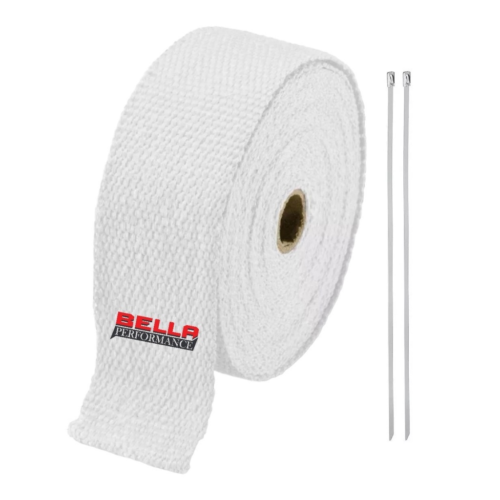 Fita Manta Termica Termotape Branca 5 Metros + 2 Abraçadeiras Para Escapamento Moto Ar condicionado