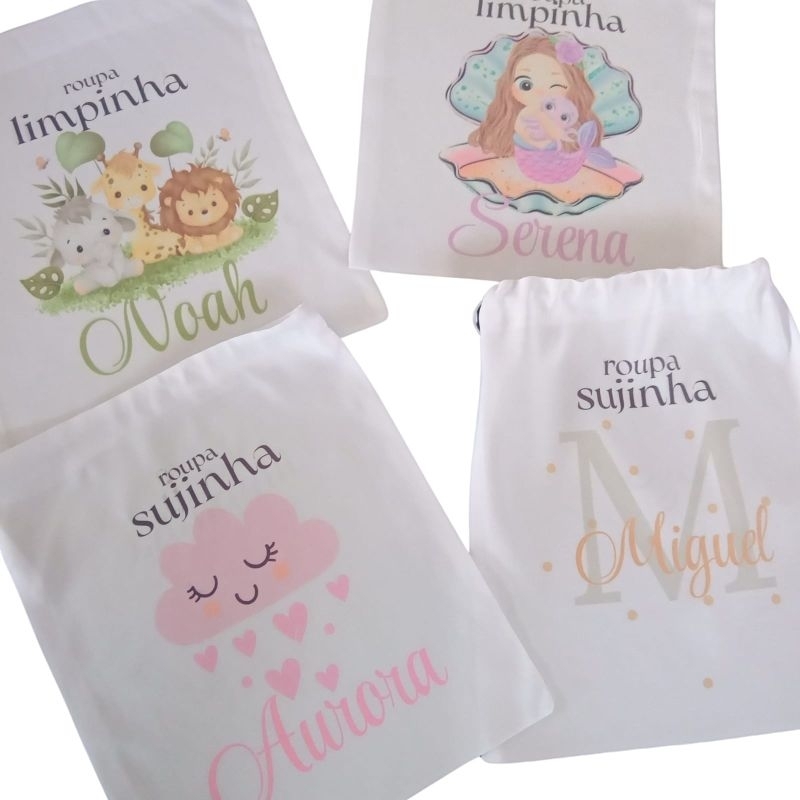 Saquinho Organizador Escolar Personalizado, Kit com 2 saquinho roupa suja ou limpa / VOLTA AS AULAS. em Oferta na Shopee