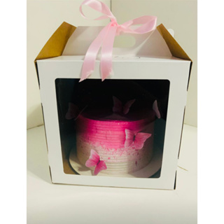 KIt Caixas 30x30x30 *PROMOÇÃO HOJE* Para Bolo/Torta Bolo Alto Alça Baixa Branco Com Visor Confeitaria em Oferta na Shopee