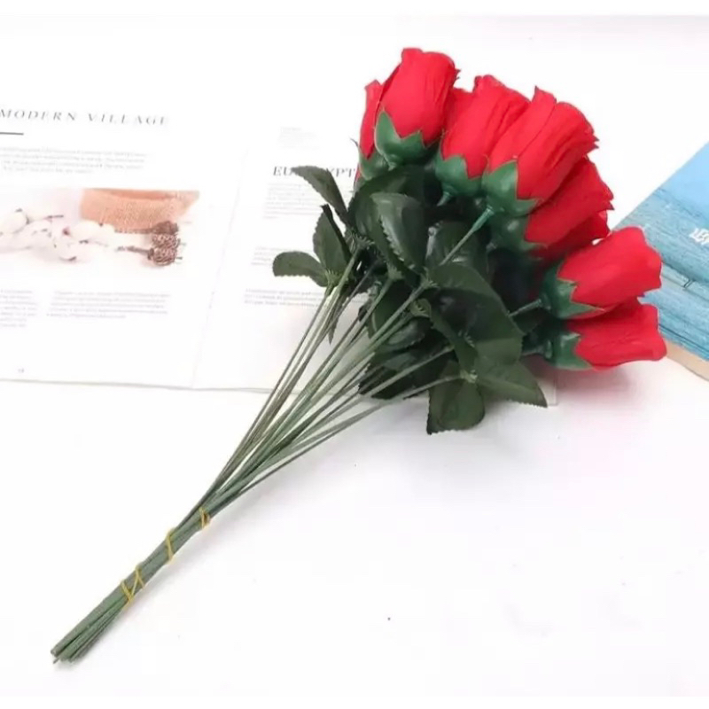 20 Botão de  Rosa Artificial  Vermelha Luxo Dia Das Mães em Oferta na Shopee