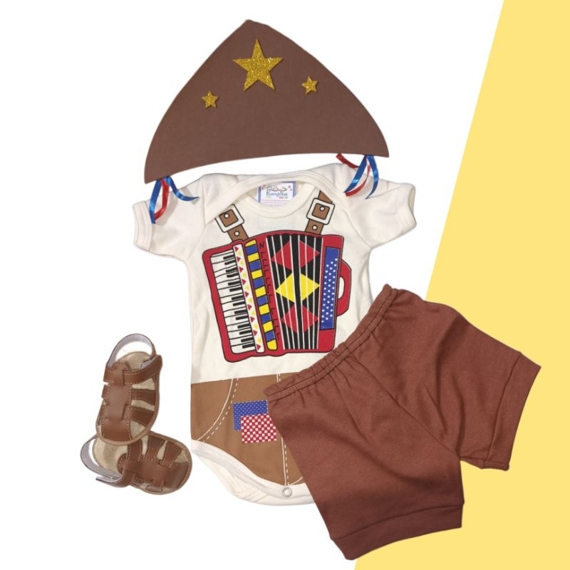 Body Bebê Temático Sanfoneiro / Cangaceiro - Kit Mesversário em Oferta na Shopee