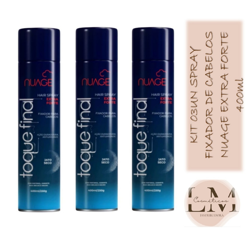 Kit com 03un Nuage Hair Spray Extra Forte 400ml em Oferta na Shopee