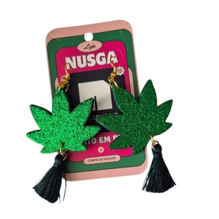 Brinco Folha de Maconha com tassel, Estilo Único, Brinco de Carnaval, Brinco de EVA