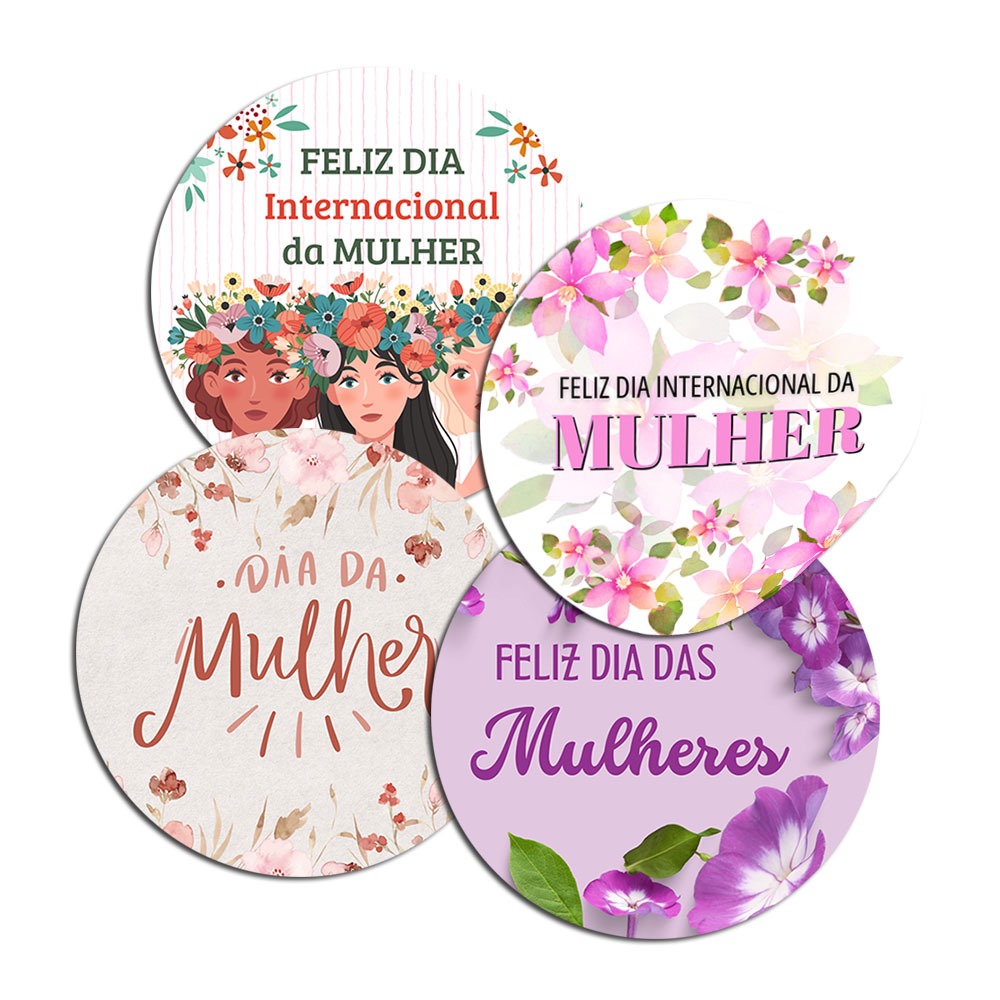 40, 80 ou 120 Adesivos Redondo 3,5cm mulher dia das mulheres 4artes em Oferta na Shopee